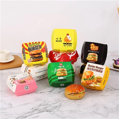 Anpassad engångspapper Hamburger Box